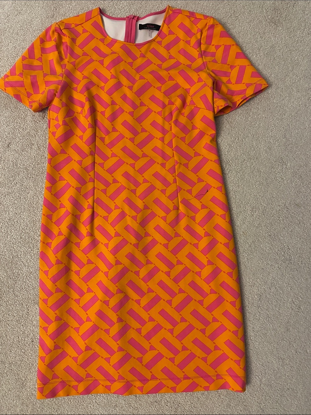Trina Turk Orange and Pink Geometric Shift Dress